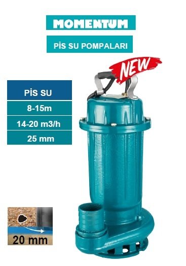Momentum V550F 0.75Hp 220V Döküm Gövdeli Pis Su Drenaj Dalgıç Pompa