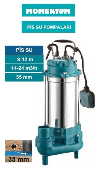 MOMENTUM PSP30-9/1.5 2HP-220V PASLANMAZ GÖVDELİ PİS SU DRENAJ DALGIÇ POMPASI