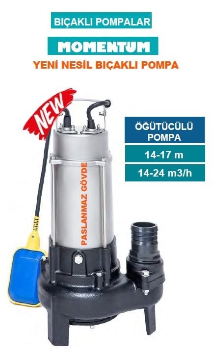 MOMENTUM PSP40-15/1.5F - 2HP-220V- PARÇALAYICI BIÇAKLI PASLANMAZ GÖVDELİ FOSEPTİK DALGIÇ POMPA