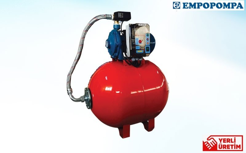 Empo EMH-ÇK M 150 1.5Hp 220V 50 Litre Yatık Tanklı Çift Kademe Pompalı Paket Hidrofor