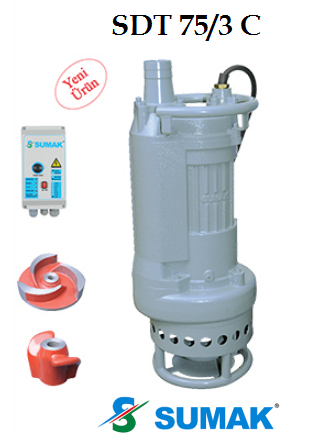 SDT 75/3C 7.5 HP 380V KARIŞTIRICILI ÇAMUR SUYU DALGIÇ POMPA 1450 d/d