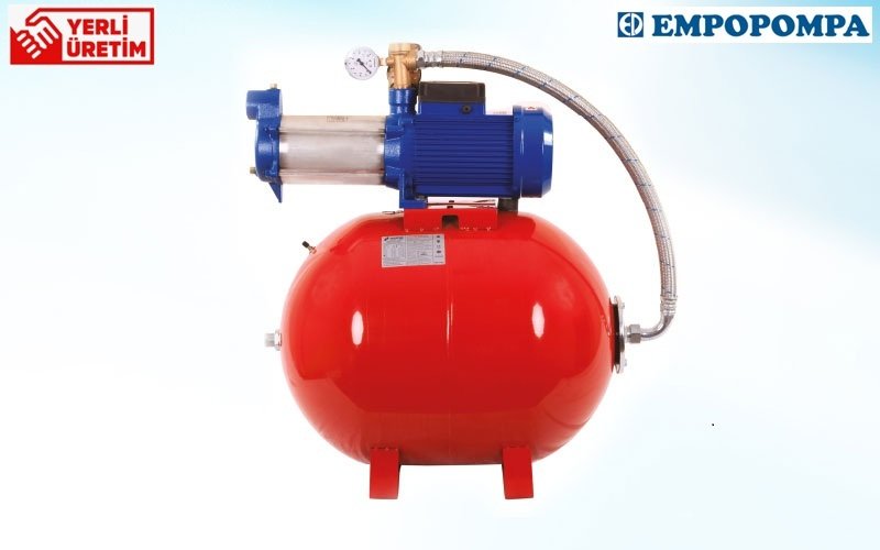 Empo EMH-M/T 90/8 4Hp 380V 100 Litre Yatık Tanklı Yatay Milli Çok Kademeli Paket Hidrofor