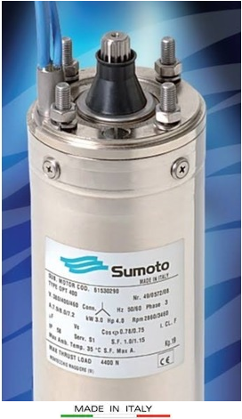SUMOTO OPT 550 - 5.5 HP 380V 4 İNÇ DERİN KUYU DALGIÇ POMPA MOTORU (TRİFAZE)