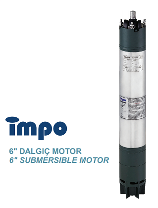 İMPO 20 HP - 380V 6'' İNÇ TEK DALGIÇ POMPA MOTORU (SU SOĞUTMALI) V TİPİ