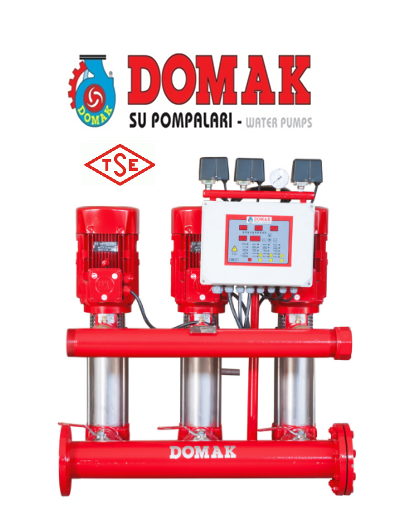 DOMAK 225‐4 TÜ - 3x10 HP 380V ÜÇ POMPALI DÜŞEY MİLLİ ÇOK KADEMELİ SESSİZ HİDROFOR