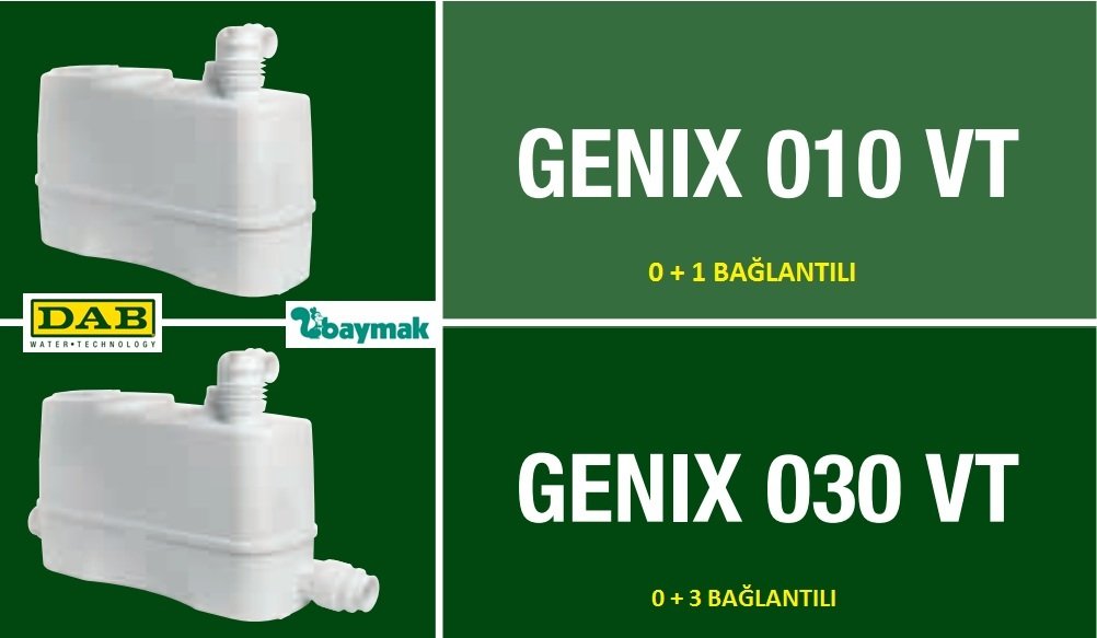 Dab GENİX VT 010 V220-240/50 0.32kW 220V 0+1 Bağlantılı Tezgah Altı Atık Su Pompası