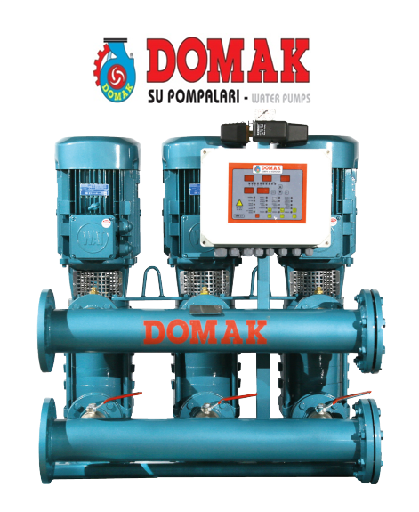 DOMAK KPDR50B‐2 TÜ - 3x15 HP 380V ÜÇ POMPALI DÜŞEY MİLLİ DÖKÜM GÖVDELİ HİDROFOR