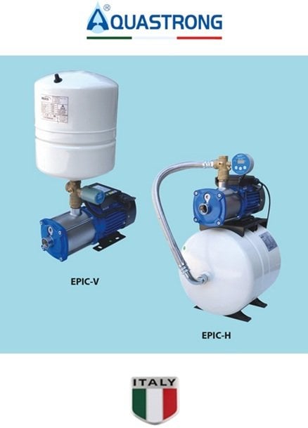 Aquastrong EPIC-V8/XHC 4-3 M 0.75Hp 220V Dikey Tanklı Kademeli Akıllı Paket Hidrofor