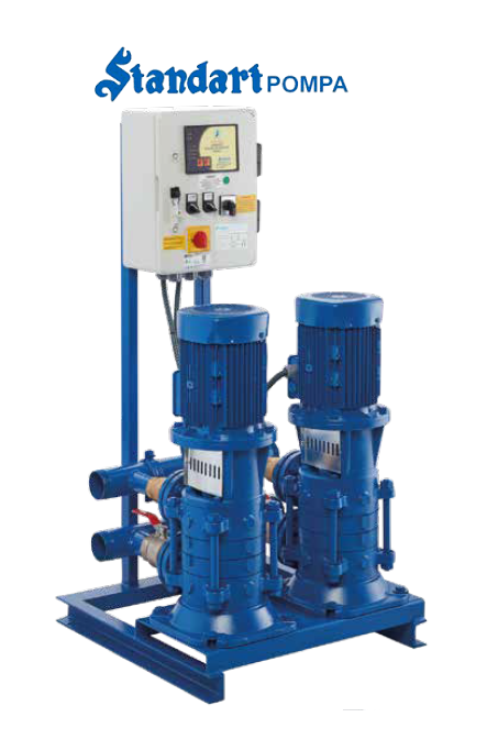 STANDART TH 2xSKM-V 32/2 - 2x4 HP 380V İKİ POMPALI DİKEY POMPALI TAM OTOMATİK PAKET HİDROFOR