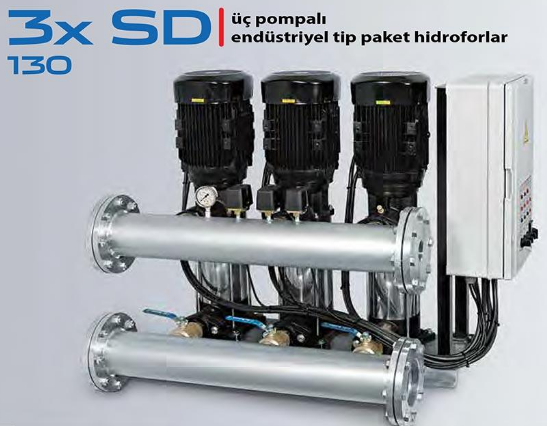 STAR 3xSD 130/5 T 3x7.5 HP 380V DÜŞEY MİLLİ ÜÇ POMPALI PAKET HİDROFOR (3 POMPALI)