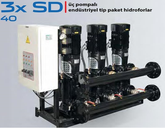 STAR 3xSD 40/2 3x10 HP 380V DÜŞEY MİLLİ ÜÇ POMPALI ENDÜSTRİYEL TİP PAKET HİDROFOR (3 POMPALI)