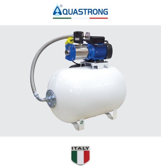 Aquastrong CH 100 XHC 2-6 1Hp 220V 100 Litre Yatay Tanklı Paslanmaz Yatay Kademeli Paket Hidrofor