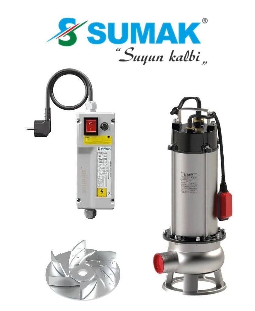SUMAK, SDFV 30/2 İNOX, 220V, 3HP, PASLANMAZ, FOSEPTİK DALGIÇ POMPA