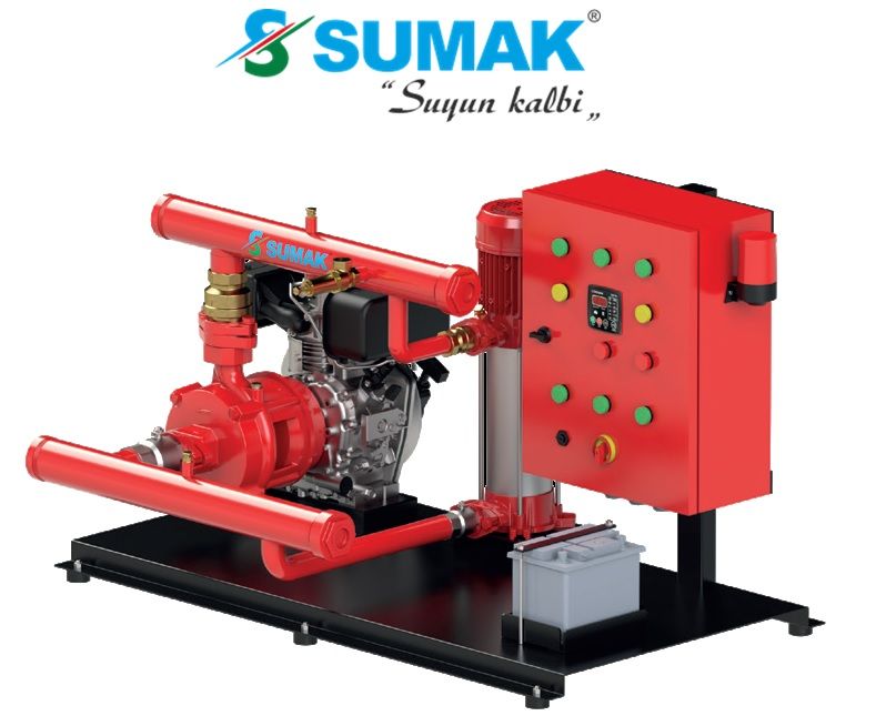 Sumak SMKT 750 DJY 1X7.5 Hp, 1X1.8 Hp Otomatik ve Manuel Marşlı Dizel + Joker Pompalı Yangın Söndürme Hidroforu
