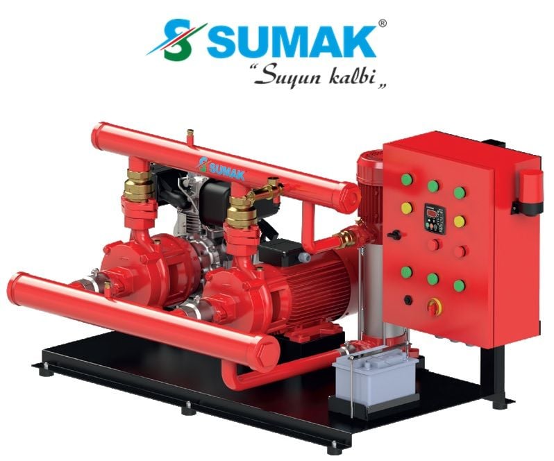 Sumak SMKT 750 EEJY 2X7.5 Hp-1X1.8 Hp 380V Elektrikli+Elektrikli ve Joker Pompalı Yangın Söndürme Hidroforu