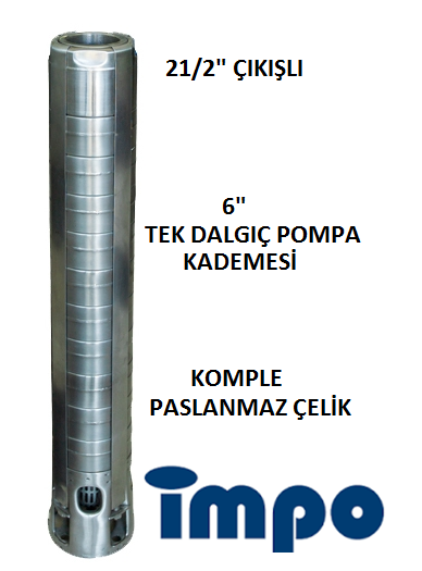 İMPO SS 609/24 - 10 HP TEK PASLANMAZ ÇELİK FANLI  DALGIÇ POMPA KADEMESİ