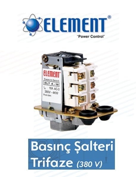 Element ELT-4C 4-16 Bar Tahliyeli Trifaze Basınç Şalteri