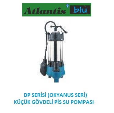 Atlantis Blu DP180M 0.25V 220V Küçük Gövdeli Açık Vortex Döküm Fanlı Flatörlü Pis Su Dalgıç Pompa