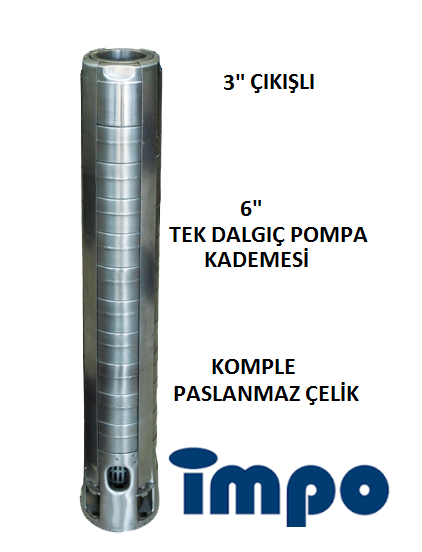 İMPO SS 630/28 - 30 HP TEK PASLANMAZ ÇELİK FANLI DALGIÇ POMPA KADEMESİ