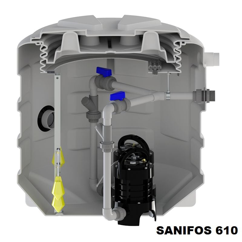 Sanihydro SANIFOS 610 2 VX S 220V Çift Pompalı Vortex Çarklı 610 lt Hazneli Foseptik Tahliye Cİhazı (Ticari ve Toplu Kullanım İçin)-MONOFAZE