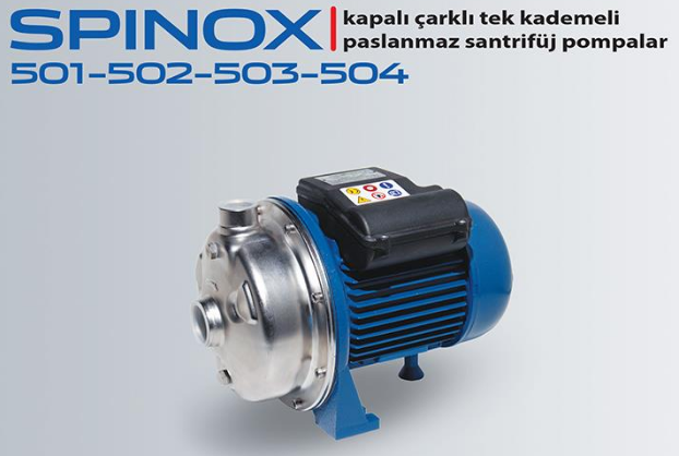 STAR SPİNOX 502-T - 1.5 HP 380V KOMPLE PASLANMAZ KAPALI ÇARKLI SANTRİFÜJ POMPA