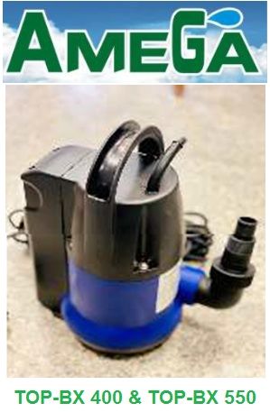 Amega TOP-BX 400 400W Plastik Gövdeli İçten Gizli Flatörlü Temiz Su Drenaj Dalgıç Pompa