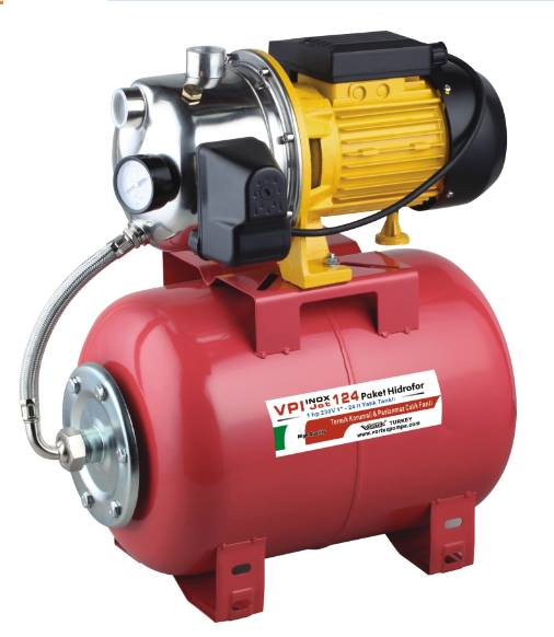 VORTEX VPİ İNOX JET 124 - 1.HP 220V 24 LT YATIK TANKLI PASLANMAZ ÇELİK GÖVDELİ PAKET HİDROFOR
