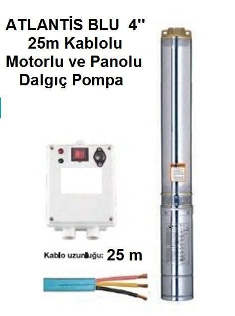 Atlantis Blu 4SDM1606 2Hp 220V 4\'\' Dalgıç Pompa (25m kablolu, motorlu, panolu)