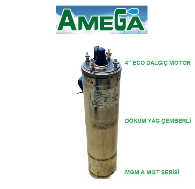 Amega MGM 300 3Hp 220V 4\'\' Döküm Yağ Çemberli Derin Kuyu Sondaj Dalgıç Motor (Eco motor)