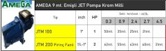Amega JTM 100  1Hp 220V Döküm Gövdeli Krom Milli Jet Pompa ( 9 metre emişli )