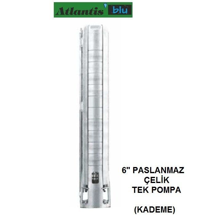 Atlantis Blu 6KR/SSY07  10Hp  6'' Paslanmaz Çelik Fan-Difüzörlü Tek Dalgıç Pompa (Kademe-Motorsuz)