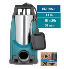 MOMENTUM PLS-1100SW -1100W-220V- PASLANMAZ GÖVDELİ  PİS(KİRLİ) SU DRENAJ DALGIÇ  POMPASI