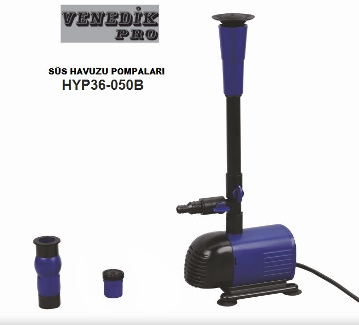 Venedik Pro HYP36-050B 50W 220V Paslanmaz Çelik Gövdeli Süs Havuzu Fıskiye Pompası (4 Nazıllı)