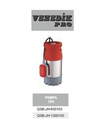 Venedik Pro QSB-JH-1000103 1000W 220V Paslanmaz Çelik Gövdeli Keson Kuyu Dalgıç Pompa (Çok Kademeli)