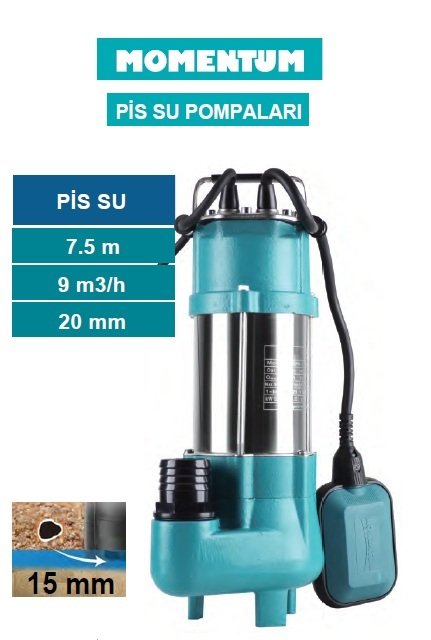 MOMENTUM PSP9-7.5/0.25   0.35hp 220v  Açık Fanlı Pis Su Dalgıç Pompa