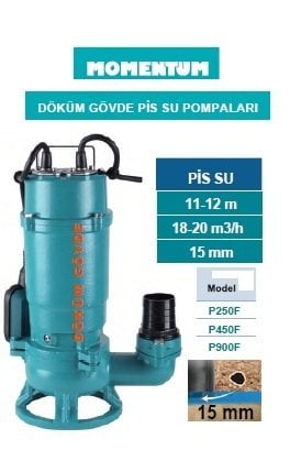 MOMENTUM P450F 0.65hp 220v Açık Fanlı Döküm Gövdeli Pis Su Dalgıç Pompa