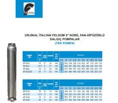 Felsom AP B21  12.5Hp   6'' Noril Fan-Difüzörlü Dalgıç Tek Motorsuz Pompa (Orjinal İtalyan)