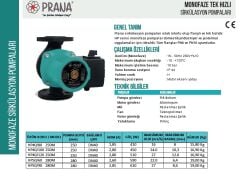 Prana  HP 100/80 350T  DN 80  380V  Tek Hızlı Flanşlı Tip Sirkülasyon Pompası
