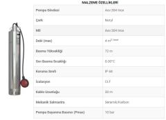 Sumak, 5SD9, 5\'\' Paslanmaz Dalgıç Pompa, 1.5Hp, 220V