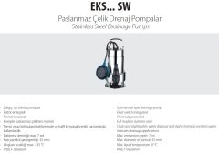 Aquastrong EKS-750SW       0.75kW 220V Paslanmaz Çelik Gövdeli Drenaj Dalgıç Pompa