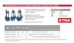 Etna EFP-075D  1Hp 220V Döküm Gövdeli Flatörlü  Atık Su ve Foseptik Pis Su Drenaj Dalgıç Pompa