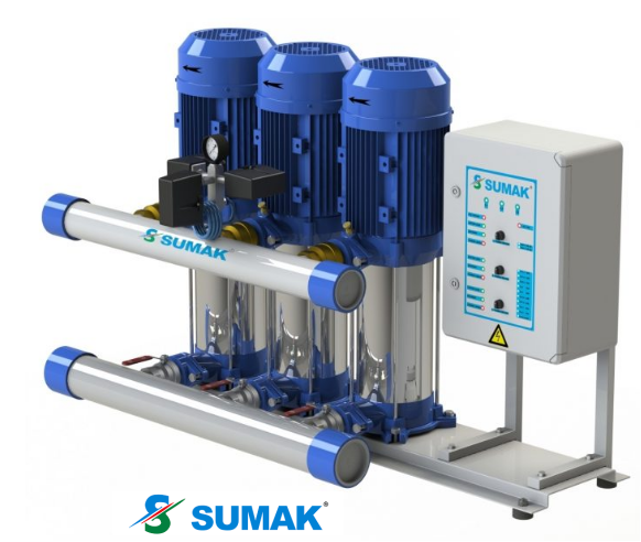 SHT8C 400/10 3x4 HP 380V 3 POMPALI DÜŞEY MİLLİ KADEMELİ HİDROFOR