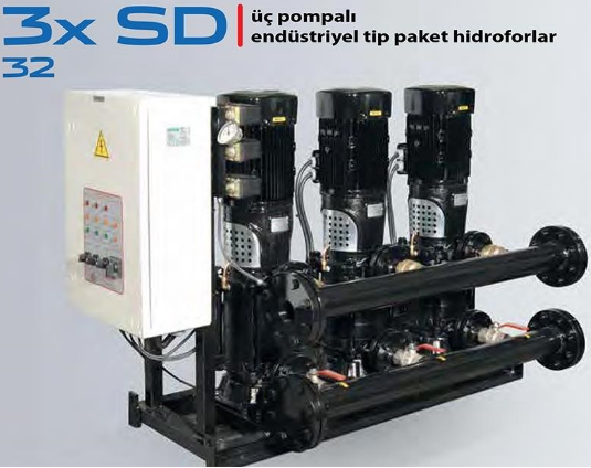 STAR 3xSD 32/4  3x10 HP 380V DÜŞEY MİLLİ ÜÇ POMPALI  ENDÜSTRİYEL TİP PAKET HİDROFOR (3 POMPALI)