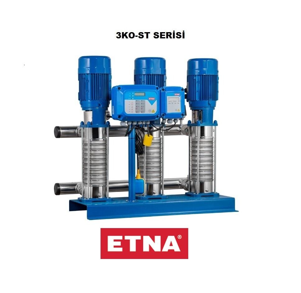 Etna 3KO-ST8/7-30  3x3Hp 380V Üç Pompalı Komple Paslanmaz Çelik Çok Kademeli Sabit Devirli Hidrofor (Aisi 304)