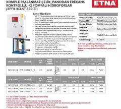 Etna 2PFK KO-ST20/8-110  2x15Hp  İki Pompalı Komple Paslanmaz Çelik Panodan Frekans Kontrollü Çok Kademeli Sessiz Hidrofor (Aisi 304)