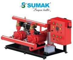 Sumak SMKT 750 EDJY  2X7.5 Hp, 1X1.8 Hp  Otomatik ve Manuel Marşlı Dizel + Elektrikli + Joker Pompalı Yangın Söndürme Hidroforu