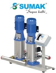 SUMAK, SHTP8B 300/10 SMART, 2x3 HP, 380V, ÇİFT POMPALI, DÜŞEY MİLLİ, KADEMELİ, KOMPLE PASLANMAZ, INLINE HİDROFORLAR