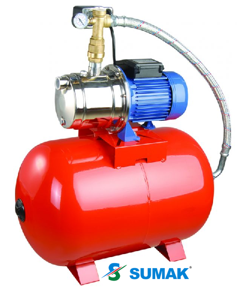 SMİNOXH 150/4 1.5 HP 220V 50 LT TANKLI PASLANMAZ SANTRİFÜJ POMPALI KADEMELİ SESSİZ PAKET HİDROFOR