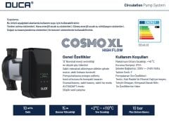 DUCA, COSMO-XL 25-15-180, DÖKÜM GÖVDELİ, FREKANS KONTROLLÜ SİRKÜLASYON POMPASI
