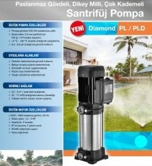 Alarko  PLD  4-4      1.5Hp  220V    Paslanmaz Gövdeli Dikey Milli Çok Kademeli Santrifüj Pompa